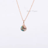 Pink Opal Copper Turquoise Necklace - Solid Silver - Gold Plated Pendant Necklace - 12mm Round - Gift For Daughter - Jewelry For Everyday